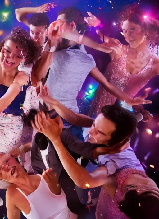 Prompt: beautiful people dancing on a party high resolution