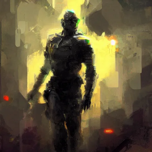 Prompt: heroic man (((((cyborg))))), sci fi portrait by craig mullins