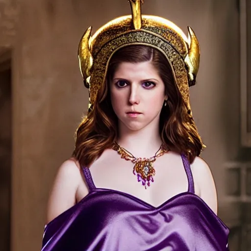 Prompt: Anna Kendrick as the Goddess Minerva with her dark purple toga slipping off her shoulders which her owl is sitting upon 8k resolution hyperdetailed photorealism amazing level of detail and ultra high quality and beautiful