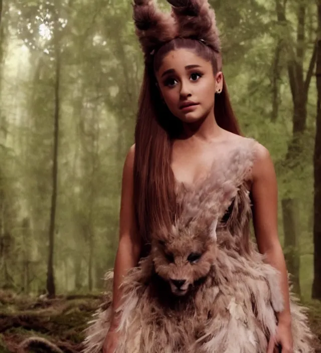 Image similar to ariana grande as a mystical forest creature, d & d, movie still frame, hd, remastered, film grain, cinematic lighting