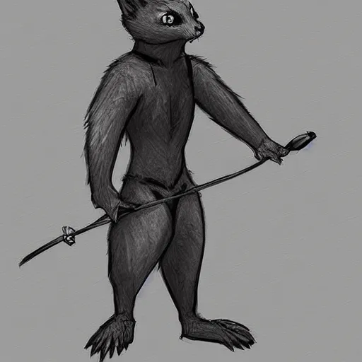 Image similar to bipedal sugarglider character. digital charcoal sketch. character design. # digitalsketch # monochrome # sketch # ink # characterdesign # dndcharacter # charactersketch # characterconcept # conceptart