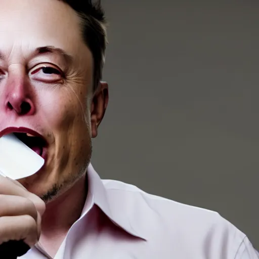 Image similar to Elon Musk eating a computer, highly detailed, high quality, HD, 4k, 8k, Canon 300mm, professional photographer, 40mp, lifelike, top-rated, award winning, realistic, sharp, no blur, edited, corrected, trending