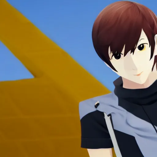 Image similar to film still of persona 4 protagonist, 8 k