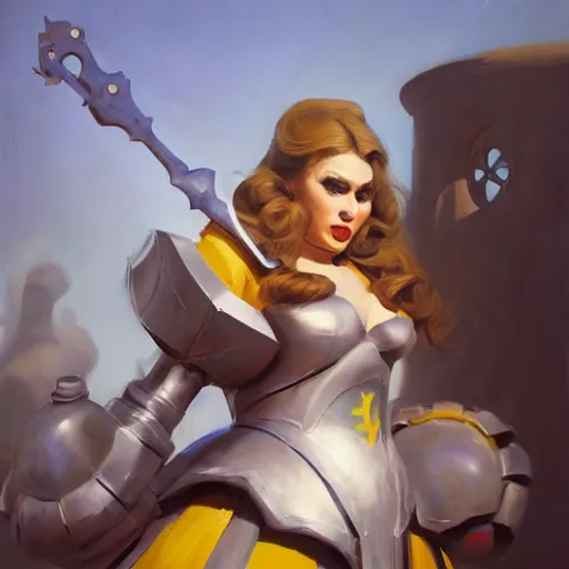 Image similar to greg manchess portrait painting of partially armored alice from alice in wonderland as overwatch character, medium shot, asymmetrical, profile picture, organic painting, sunny day, matte painting, bold shapes, hard edges, street art, trending on artstation, by huang guangjian, gil elvgren, ruan jia, randy vargas, greg rutkowski