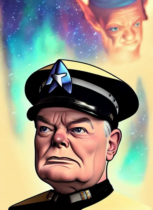 Prompt: cute star trek officer winston churchill, natural lighting, path traced, highly detailed, high quality, digital painting, by don bluth and ross tran and studio ghibli and alphonse mucha, artgerm