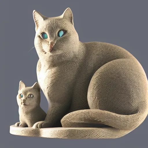 Prompt: cat figurine detailed realistic 3 d render in the style of precious moments 4 k