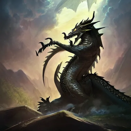 Prompt: magical dragon, epic fantasy style, in the style of Greg Rutkowski, hearthstone artwork