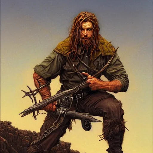 Image similar to rugged ranger, by gerald brom