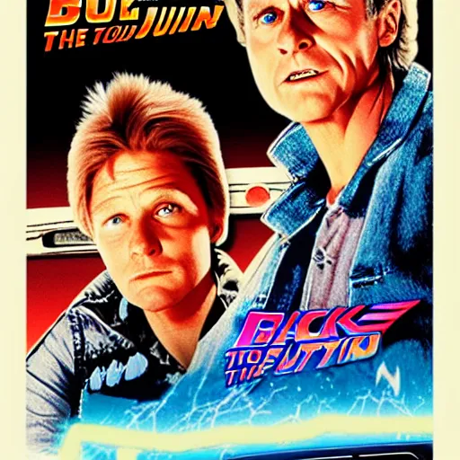 Prompt: “back to the future movie, starring jack burton. Poster”