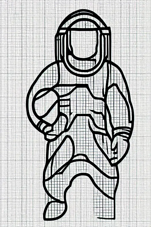 Prompt: simplistic, basic digital drawing in photoshop of a retro astronaut, sketch