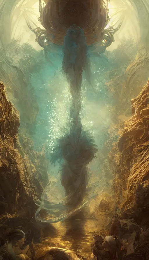 Image similar to soul hunters underwater, fame of thrones, lord of daggers, neon, fibonacci, sweat drops, insane, intricate, highly detailed, digital painting, artstation, concept art, smooth, sharp focus, illustration, Unreal Engine 5, 8K, art by artgerm and greg rutkowski and alphonse mucha