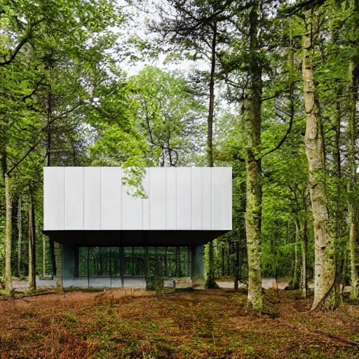 Image similar to a building in the middle of a forest, architecture