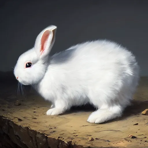 Image similar to cute white dwarf rabbit, 4 k oil on linen by wlop, artgerm, andrei riabovitchev, nuri iyem, james gurney, james jean, greg rutkowski, highly detailed, soft lighting 8 k resolution