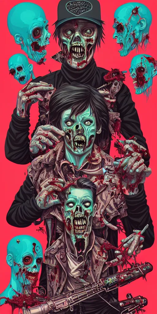 Image similar to a zombie punk band, tristan eaton, victo ngai, artgerm, rhads, ross draws