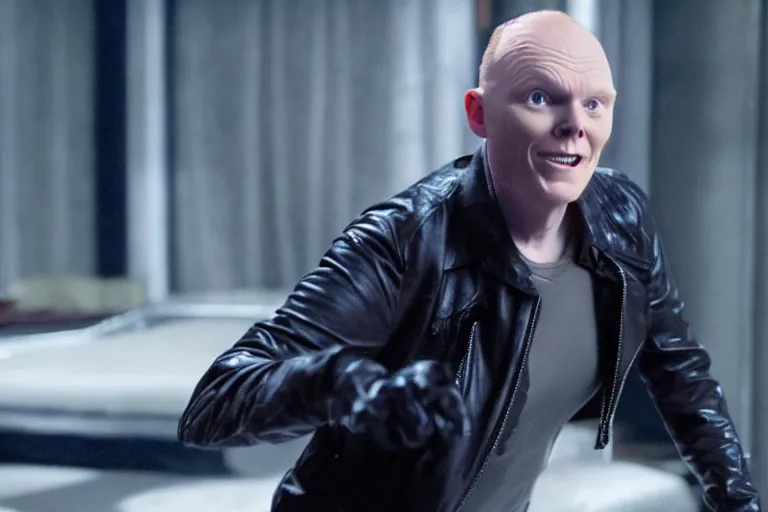 Image similar to a film still of Bill burr in catwoman, high quality