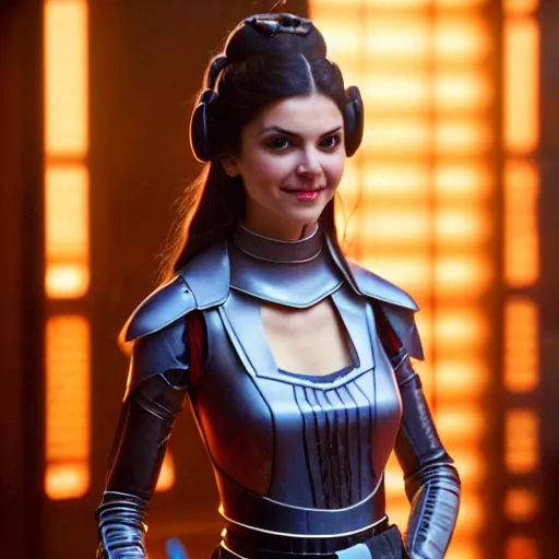 Image similar to victoria justice as princess padme in star wars episode 3, 8k resolution, full HD, cinematic lighting, award winning, anatomically correct