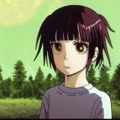 Image similar to the look in lain's eyes as she destroys the world and all the people in it