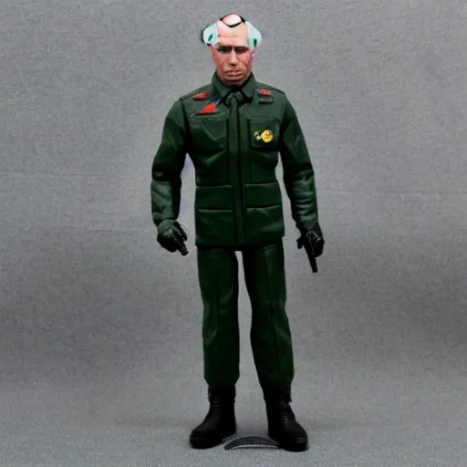 Prompt: vladimir putin cosplay action man, stop motion vinyl action figure, plastic, toy, butcher billy style