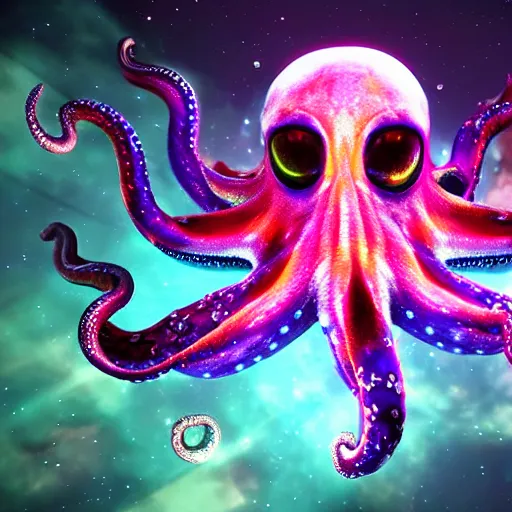 Image similar to astral octopus with galaxies inside the arms, unreal engine, game, stylized