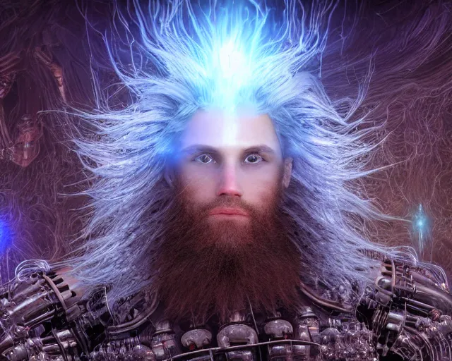 Prompt: realistic textured magnetosphere, beautiful hairy humanoids, love, joy, complex cybernetic beings, glowing hair, vortexes, large array, ornate hair, cinematic light shadows, wet hdr refractions, insanely detailed, cybernetic civilizations, 8 k, * * * * *