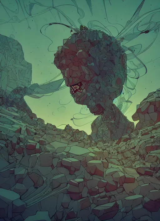 Image similar to abstract art with a theme on mineral rocks. sharp focus, cinematic pose, cinematic lighting, unreal engine render. art by josan gonzales and moebius and deathburger.