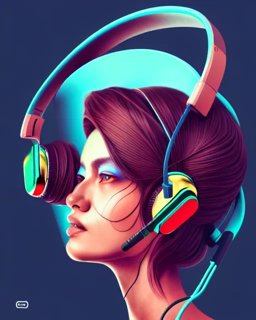 Prompt: richly detailed color illustration of a demon-listening-to-headphones illustrated by Artgerm and Mina Petrovic and Timothy Kong and Marina Federovna. 3D shadowing