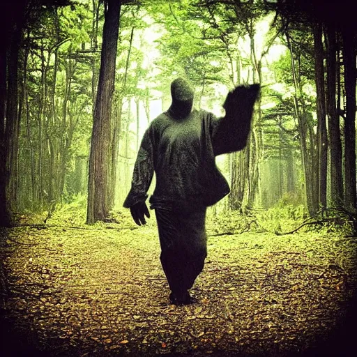 Image similar to “ the boogeyman chasing me through the forest”