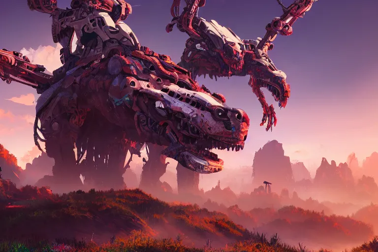 Image similar to watcher machine creature robot of horizon forbidden west horizon zero dawn radiating a glowing aura global illumination ray tracing hdr fanart arstation by ian pesty and alena aenami artworks in 4 k