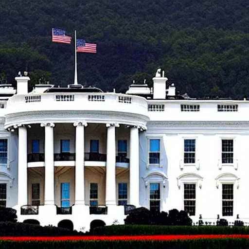 Image similar to United States White House on a mountaintop