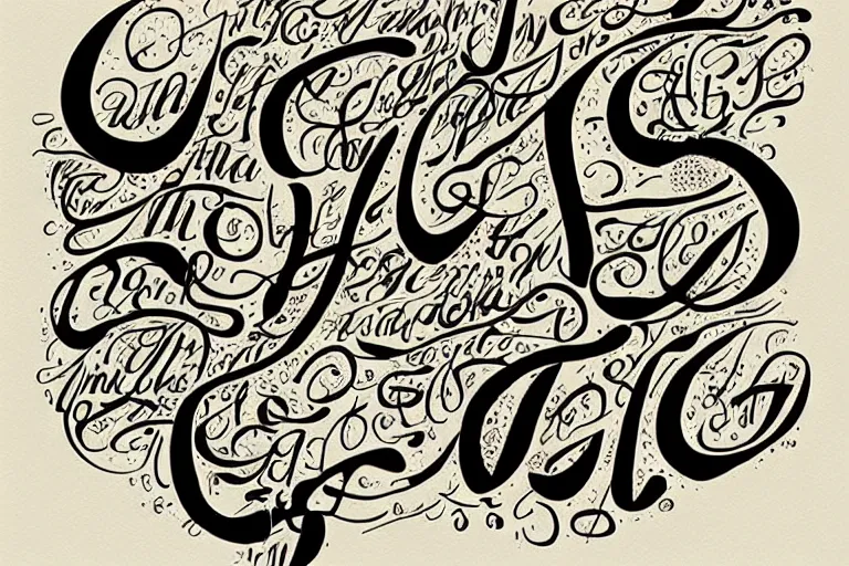 Image similar to beautiful illustration with uppercase letters, calligraphic design