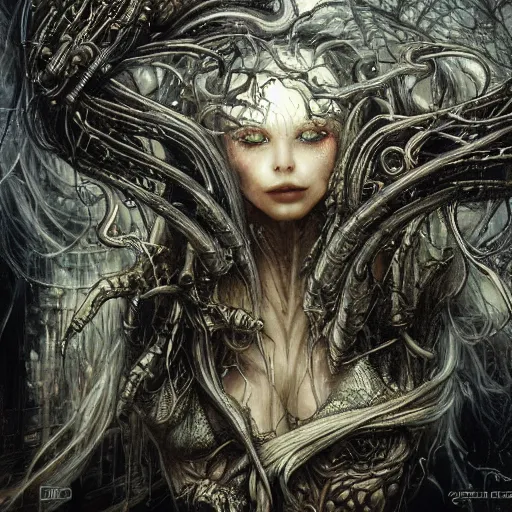 Image similar to cybernetic demon dreaming, lsd, circuitry, intricate detail, royo, whealan, giger, hd,