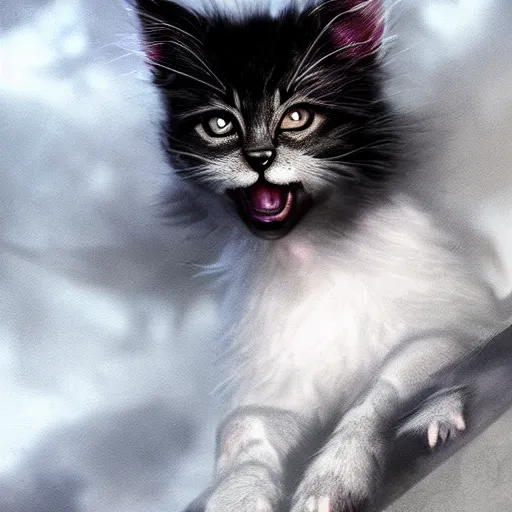 Image similar to a kitten vampire lord, dramatic lighting, cinematic, establishing shot, extremely high detail, foto realistic, cinematic lighting, post processed, concept art, high details, cinematic, 8k resolution, beautiful detailed, photorealistic, digital painting, artstation, concept art, smooth, sharp focus, artstation trending, octane render, unreal engine