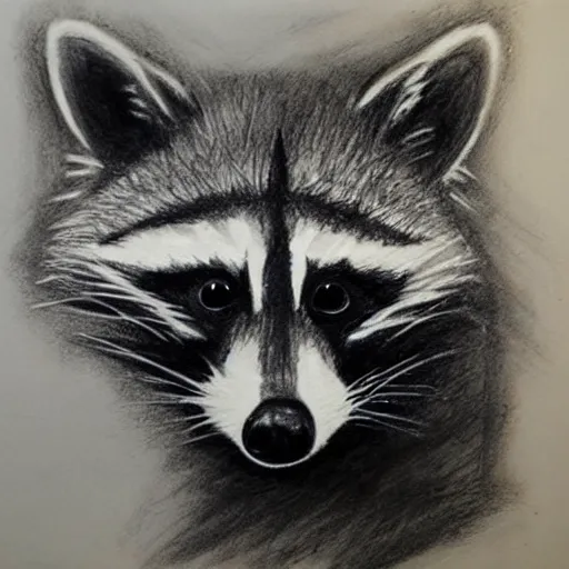 Image similar to Charcoal sketch of a raccoon