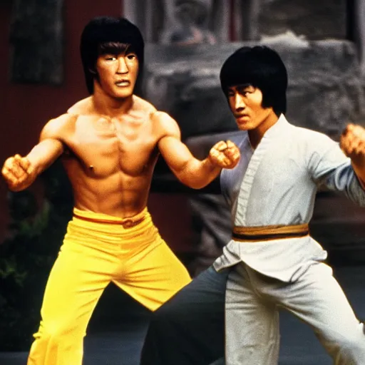 Prompt: jackie chan and bruce lee vs thomas jefferson, 4 k