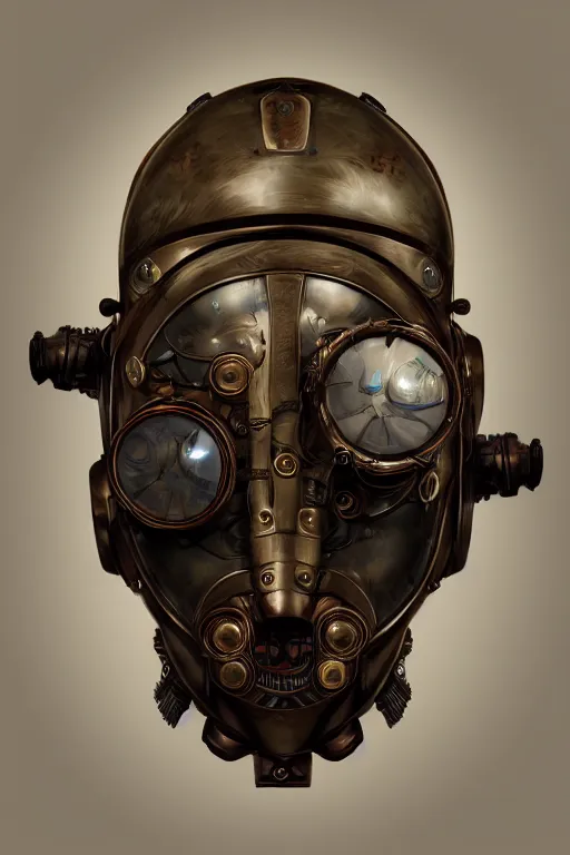 Image similar to steampunk helmet fantasy art mask robot ninja stylized digital illustration sharp focus, elegant intricate digital painting artstation concept art global illumination ray tracing advanced technology chaykin howard and campionpascale and cooke darwyn and davis jack