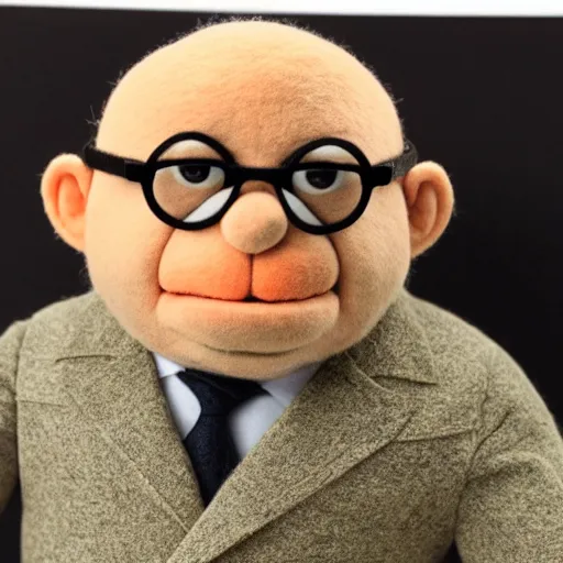 Image similar to george costanza as a muppet. highly detailed felt. hyper real photo. 4 k.