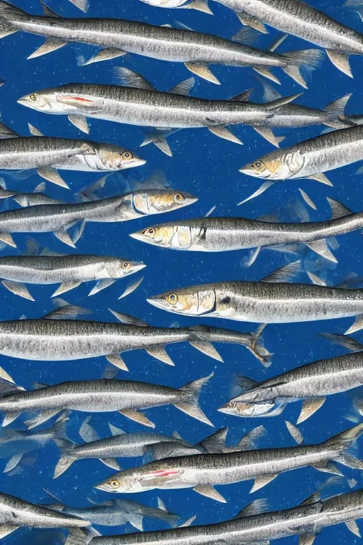 Prompt: a beautiful collage on paper of a school of mackerel, 8 k, frostbite 3 engine, cryengine, dof, trending on artstation, digital art by robert gibbings, crepuscular ray