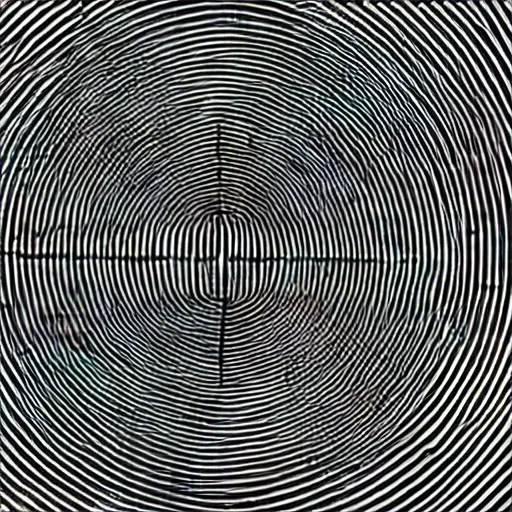 Image similar to real optical illusion, circles, squares, lines, black and white, illusion