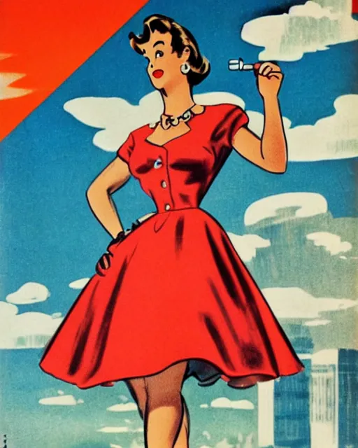 Image similar to mario, 1 9 5 0 s pinup, retro futurism