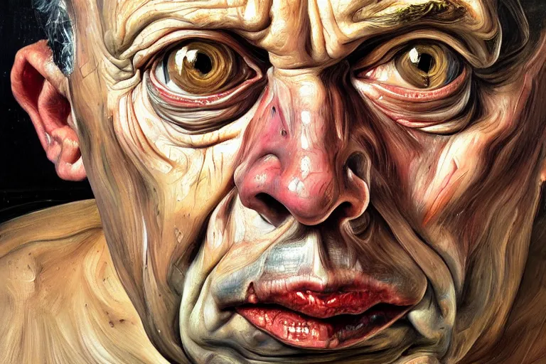 Prompt: a extreme close up portrait a very ordinary person, facing front, by Lucian Freud and Jenny Saville, oil painting, anatomically correct, beautiful perfect face, sharp focus, Highly Detailed, Cinematic Lighting, 8k, HD