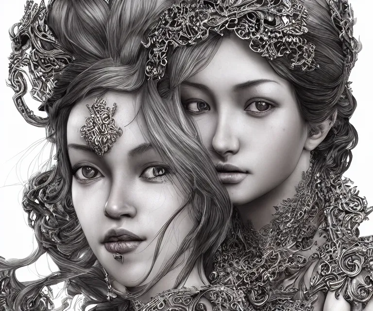 Image similar to studio portrait of elegant princess of the kingdom of god, elegant, young sensual gravure idol, ultrafine hyperrealistic detailed face illustration by kim jung gi, irakli nadar, intricate linework, sharp focus, bright colors, matte, octopath traveler, final fantasy, unreal engine highly rendered, global illumination, radiant light, intricate environment