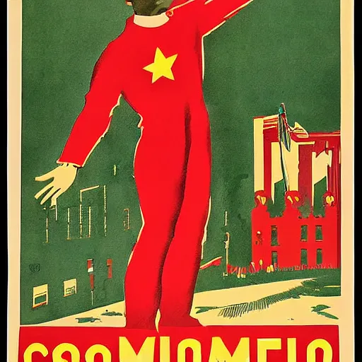 Prompt: color poster of the communist propaganda by adolphe millot