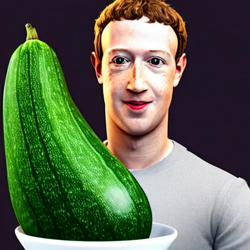 Image similar to mark zuckerberg as a zucchini, professional food photography, unreal engine