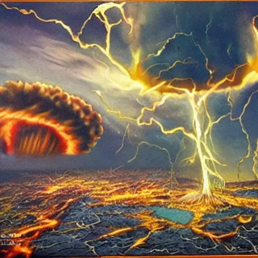 Image similar to the god of hybrid of tornado and nuclear explosion