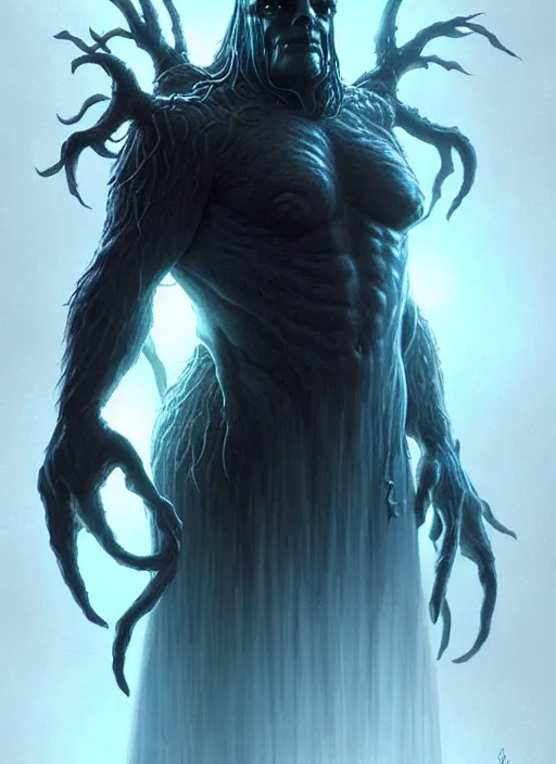 Image similar to undertaker as man - thing, intricate, elegant, glowing lights, highly detailed, digital painting, artstation, glamor pose, concept art, smooth, sharp focus, illustration, art by artgerm and greg rutkowski, artey freytag