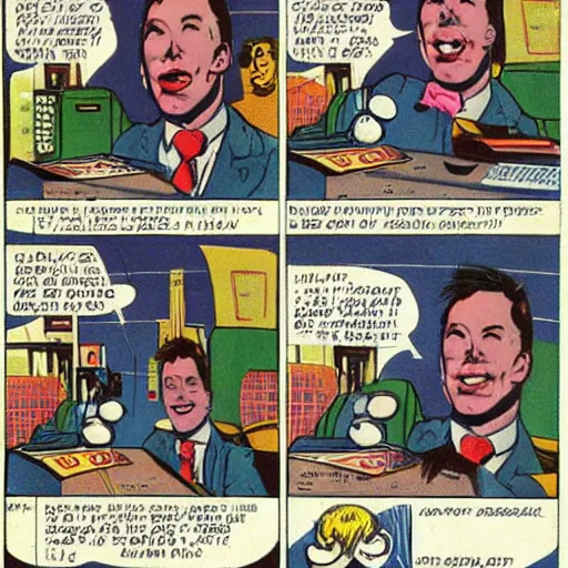 Image similar to vintage comic if elon musk