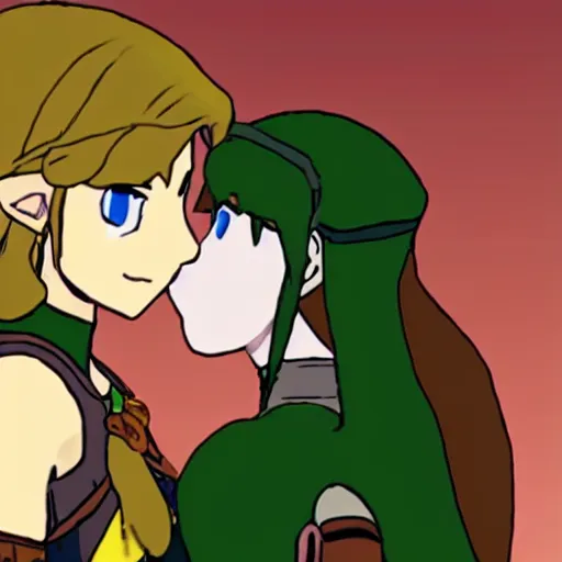 princess zelda and link kissing