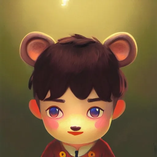 Prompt: portrait of a Animal Crossing character with brown nose, glowing skin, delicate features, amelie poulain, fantasy, intricate, elegant, highly detailed, digital painting, GameCube, concept art, smooth, sharp focus, illustration, art by Krenz Cushart and Artem Demura and alphonse mucha