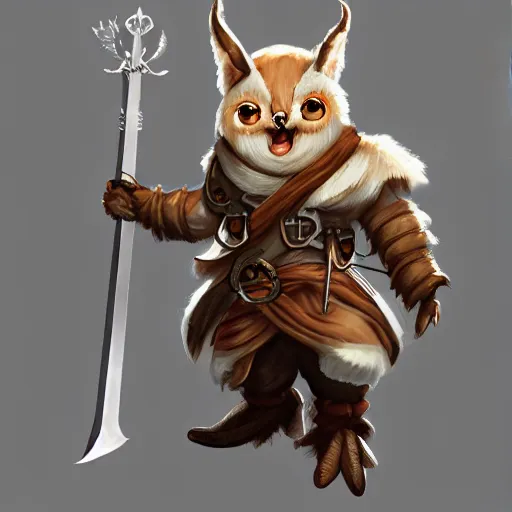 Image similar to dnd character art of a fluffy mothfolk holding a sword, detailed, high-quality digital art trending on Artstation