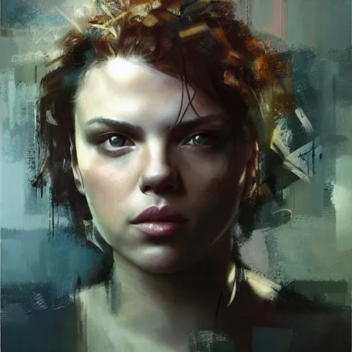 Prompt: camren bicondova and scarlett johansson morphed together, hybrid, jeremy mann painting